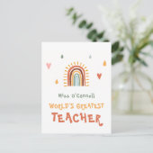 Boho Rainbow, der weltweit größte Lehrer Postkarte (Stehend Vorderseite)