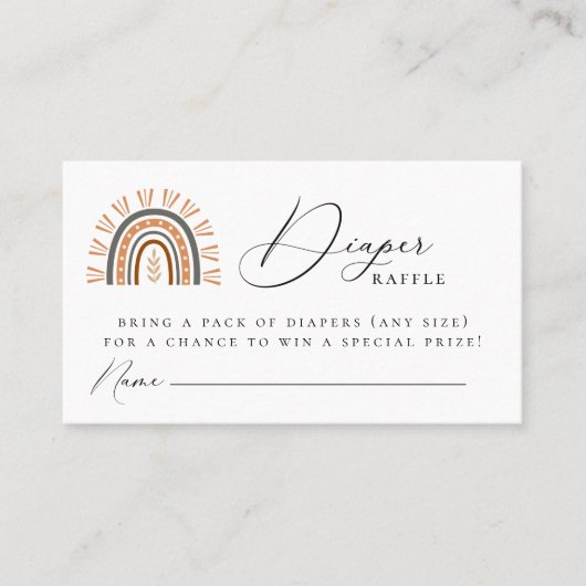 Boho Rainbow Diaper Raffel Umschließkarte Platzkarte (Vorderseite)