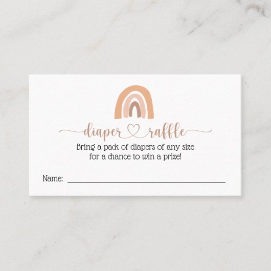 Boho Rainbow Diaper Raffle Baby Showcard Visitenkarte (Vorderseite)