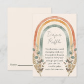 Boho Rainbow Diaper Raffle Card – Watercolor Begleitkarte (Vorne/Hinten)