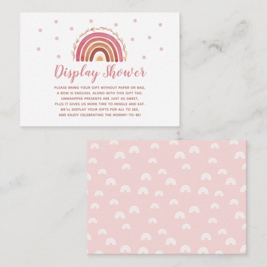 Boho Rainbow Display Dusche gibt Babydusche Begleitkarte (Vorne/Hinten)