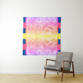 Boho Rainbow Doodle Wall Tapestry Wandteppich (Beispiel (Horizontal))