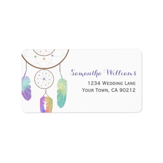 Boho Rainbow Dreamcatcher Adressaufkleber (Vorne)