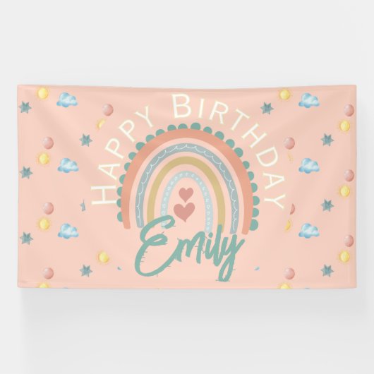 Boho Rainbow Dreams Light Coral Banner (Horizontal)