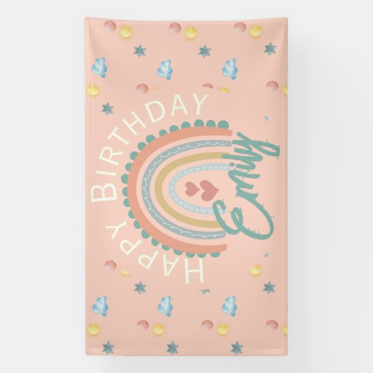 Boho Rainbow Dreams Light Coral Banner (Vertikal)