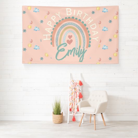 Boho Rainbow Dreams Light Coral Banner (Insitu)