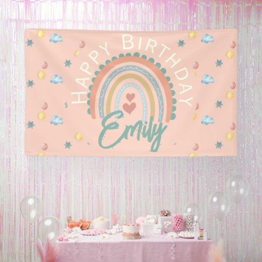 Boho Rainbow Dreams Light Coral Banner (Party)