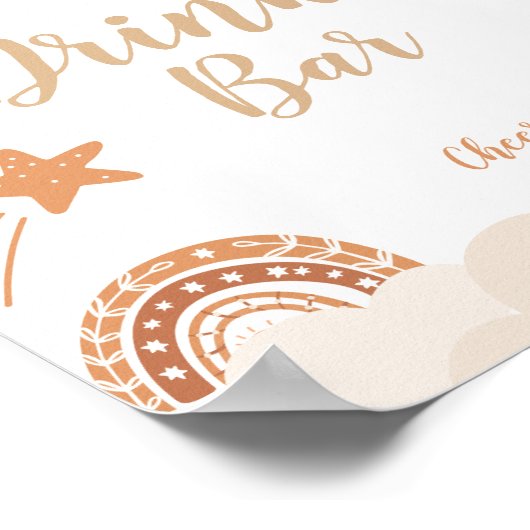 Boho Rainbow Drinks Bar Sign Poster (Ecke)