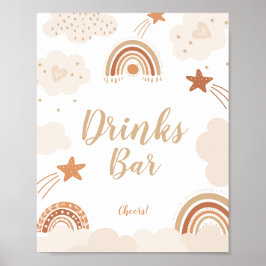 Boho Rainbow Drinks Bar Sign Poster
