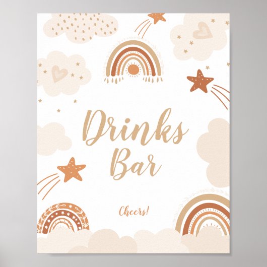 Boho Rainbow Drinks Bar Sign Poster (Vorne)