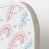 Boho Rainbow Dusty Pink & Blue Moon Monogram Niedl Pickleball Schläger (Linke Seite)