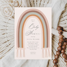 Boho Rainbow Earth Tone Baby Shower Einladung