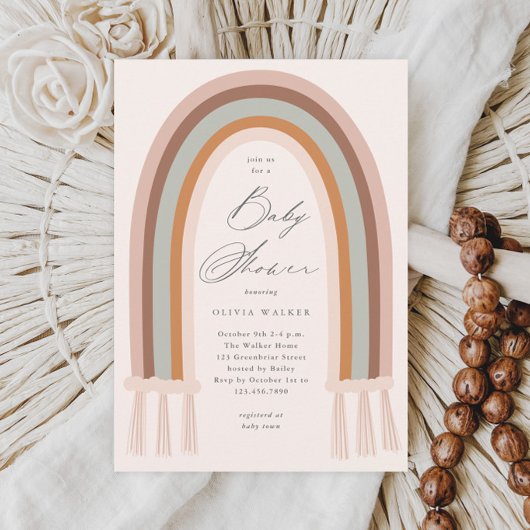 Boho Rainbow Earth Tone Baby Shower Einladung