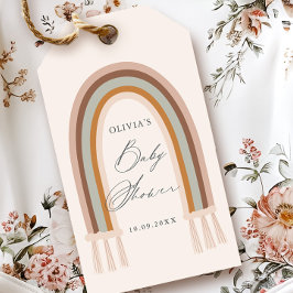 Boho Rainbow Earth Tone Baby Shower Gefallen Geschenkanhänger