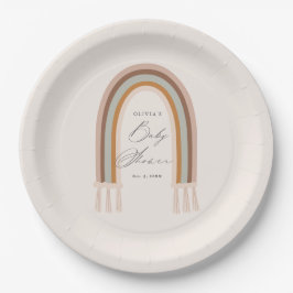 Boho Rainbow Earth Tone Baby Shower Pappteller