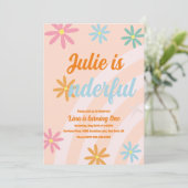 Boho Rainbow Earthy First Birthday Einiges Party Einladung (Stehend Vorderseite)