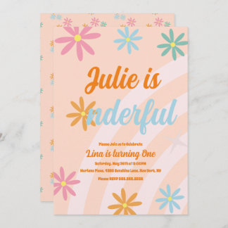 Boho Rainbow Earthy First Birthday Einiges Party Einladung