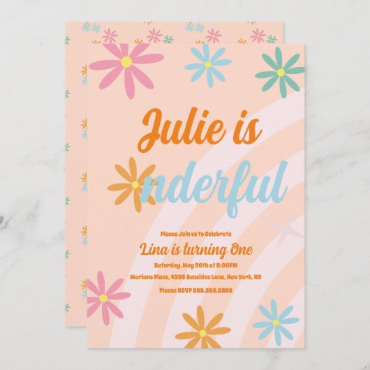 Boho Rainbow Earthy First Birthday Einiges Party Einladung (Vorne/Hinten)