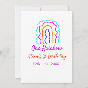 Boho Rainbow ein Geburtstagskinder heller Retrokus Einladung