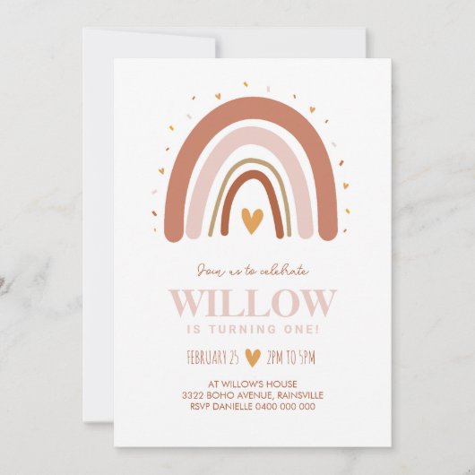 Boho Rainbow Einladung (Vorderseite)