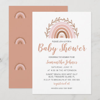 Boho Rainbow Einladung, Bohemische Babydusche Dankeskarte