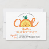 Boho Rainbow Erster Geburtstag, Ananas Einladung (Vorderseite)