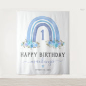 Boho Rainbow Erster Geburtstag Wandteppich (Vorderseite)