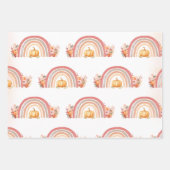 Boho Rainbow Fall Pumpkin Baby Dusche Geschenkpapier Set (Vorderseite)