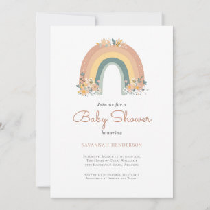 Boho Rainbow Floral Baby Shower Einladung