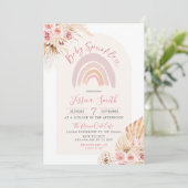Boho Rainbow Floral Baby Sprinkle Einladung (Stehend Vorderseite)