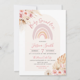 Boho Rainbow Floral Baby Sprinkle Einladung