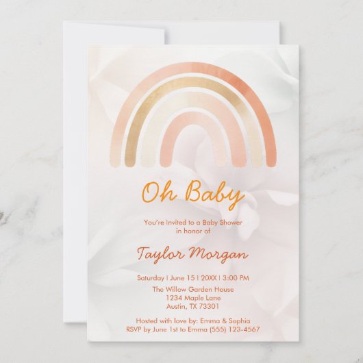 Boho Rainbow Floral Gender Neutral Baby Shower Einladung (Vorderseite)
