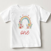 Boho Rainbow Floral Pastel "One" Baby T-shirt