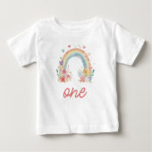 Boho Rainbow Floral Pastel "One" Baby T-shirt (Vorderseite)