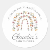Boho Rainbow Floral Wildblume Girl Baby Dusche Runder Aufkleber (Vorderseite)