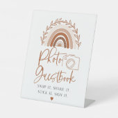 Boho Rainbow Foto Guestbook Sign Sockelschild (Vorderseite)