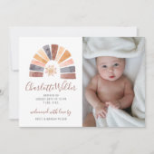 Boho Rainbow Foto Kinderdusche Einladung (Vorderseite)
