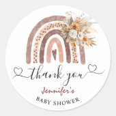 Boho Rainbow Gender Neutral Baby Shower Classic Runder Aufkleber (Vorderseite)