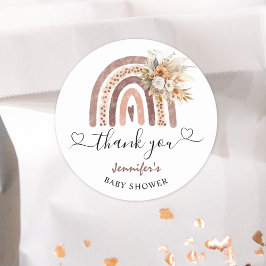 Boho Rainbow Gender Neutral Baby Shower Classic Runder Aufkleber