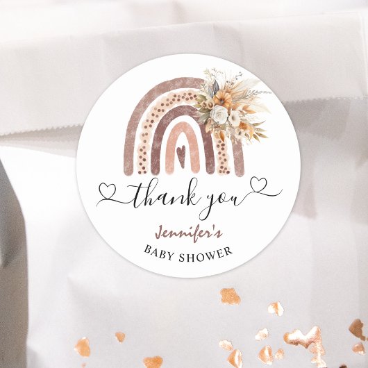 Boho Rainbow Gender Neutral Baby Shower Classic Runder Aufkleber