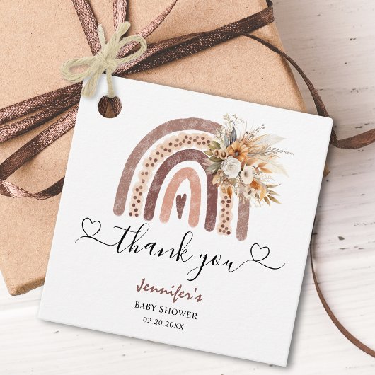 Boho Rainbow | Gender Neutral Brown Baby Shower Geschenkanhänger