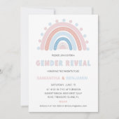 Boho Rainbow Gender Reveve Invitation, Blue & Pink Einladung (Vorderseite)