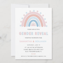 Boho Rainbow Gender Reveve Invitation, Blue & Pink Einladung