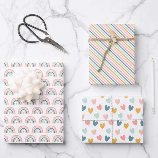 Boho Rainbow Geschenkpapier Set (Vorderseite)