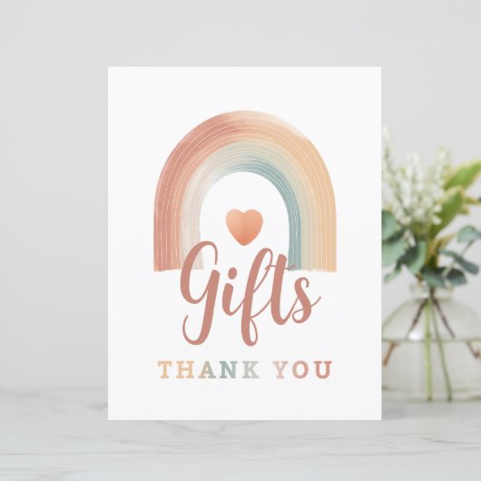 Boho Rainbow Gift Table Sign - Wasserfarbe Erde T (Stehend Vorderseite)