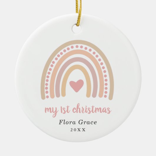 Boho Rainbow Girl Baby Foto Keramik Ornament (Vorne)