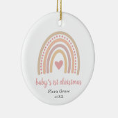 Boho Rainbow Girl Foto Baby's First Christmas Keramik Ornament (Rechts)