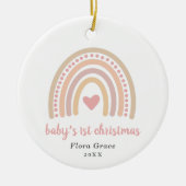 Boho Rainbow Girl Foto Baby's First Christmas Keramik Ornament (Vorne)