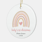 Boho Rainbow Girl Foto Baby's First Christmas Keramik Ornament (Links)