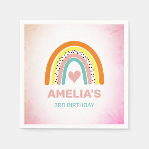 Boho Rainbow Girls 3. Geburtstags-Party Serviette